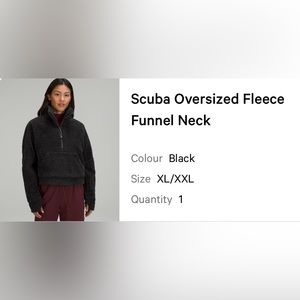 LULULEMON SCUBA OVERSIZED FLEECE FUNNEL NECK BLACK XL/XXL